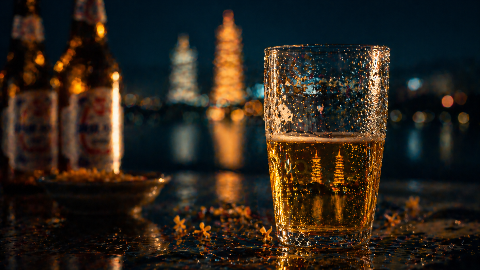 塔影未散，杯中的金色还亮着